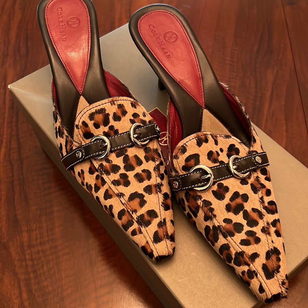 NEVER Worn Cole Haan Gretchen Leopard Print Mules
